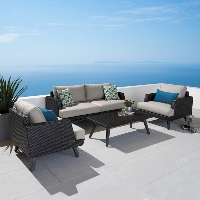 Portofino Casual 4 Piece Sunbrella Outdoor Patio Loveseat Group