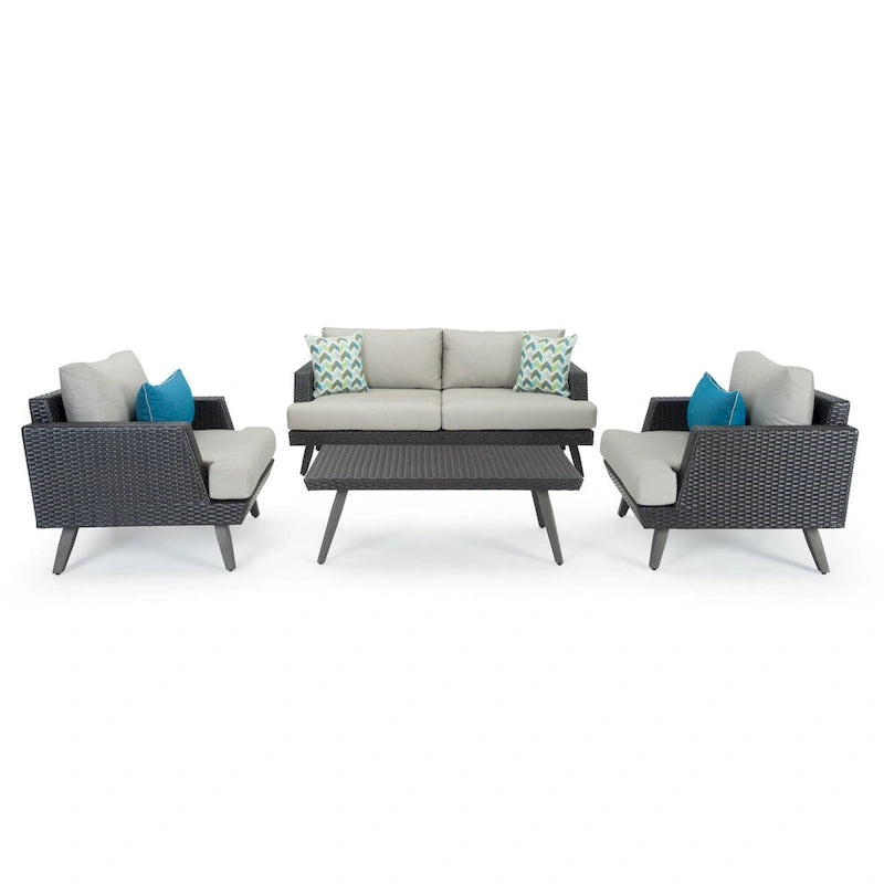 Portofino Casual 4 Piece Sunbrella Outdoor Patio Loveseat Group