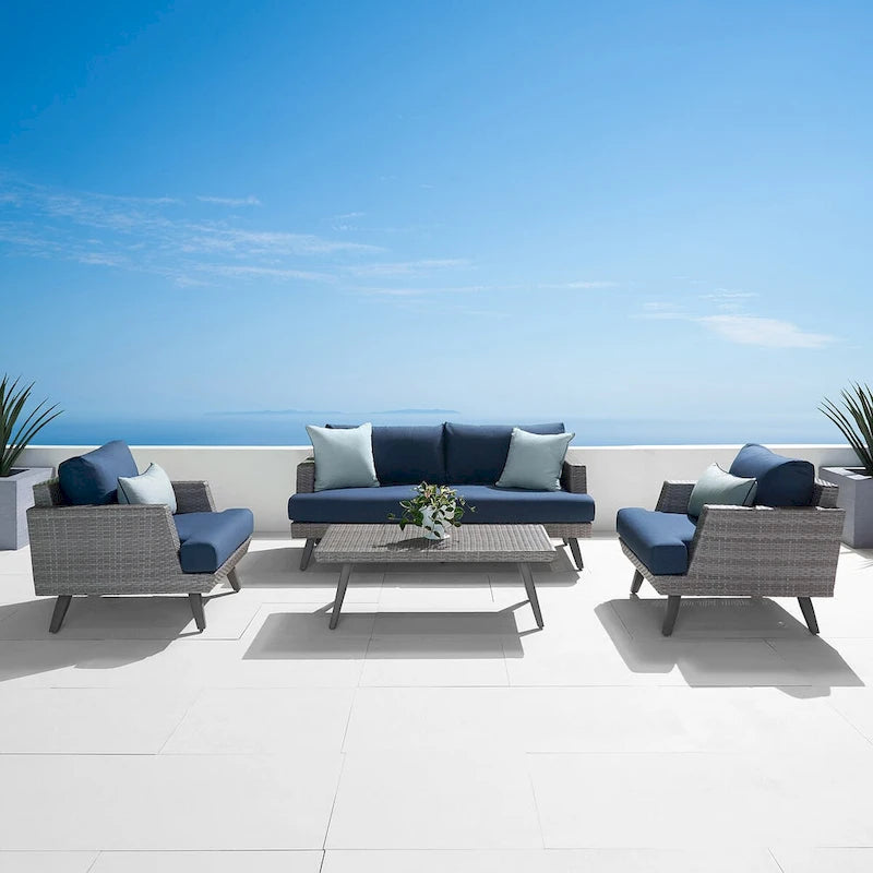 Portofino Casual 4 Piece Sunbrella Outdoor Patio Loveseat Group