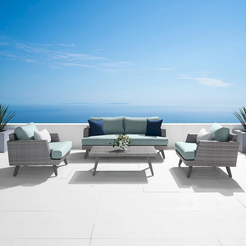 Portofino Casual 4 Piece Sunbrella Outdoor Patio Loveseat Group