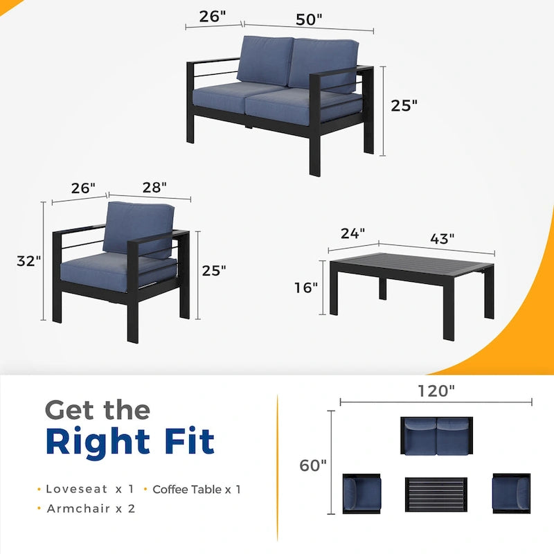 Ensemble de sièges d'extérieur Royalcraft en aluminium 4 pièces