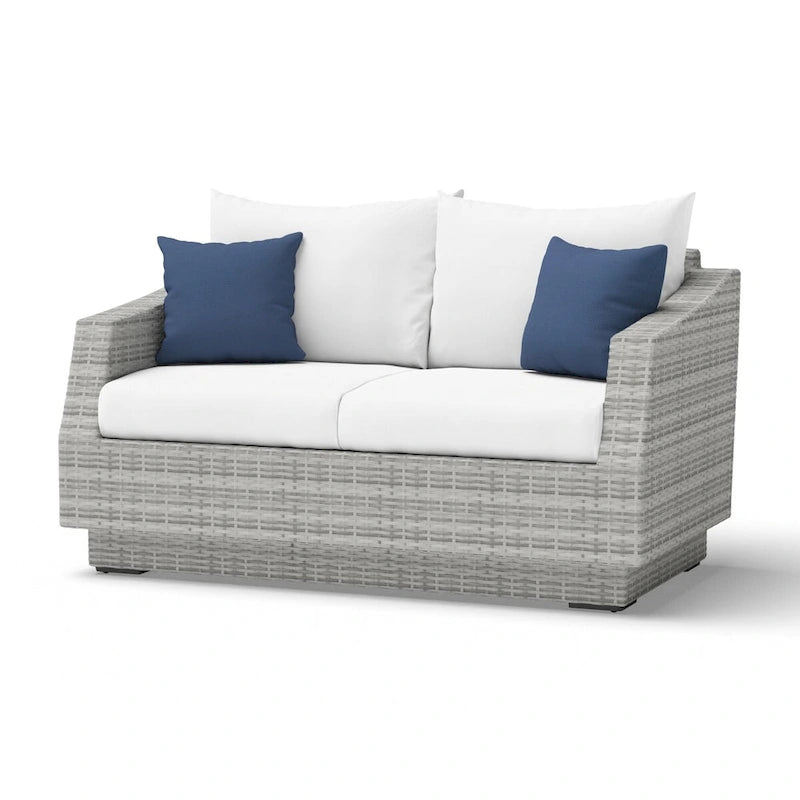 Ensemble de salon de jardin Cannes 6 pièces avec canapé deux places et fauteuils en tissu Sunbrella