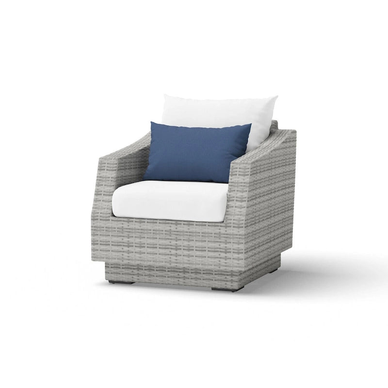 Ensemble de salon de jardin Cannes 6 pièces avec canapé deux places et fauteuils en tissu Sunbrella
