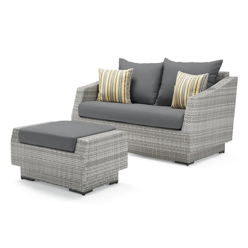 Ensemble de salon de jardin Cannes 6 pièces avec canapé deux places et fauteuils en tissu Sunbrella