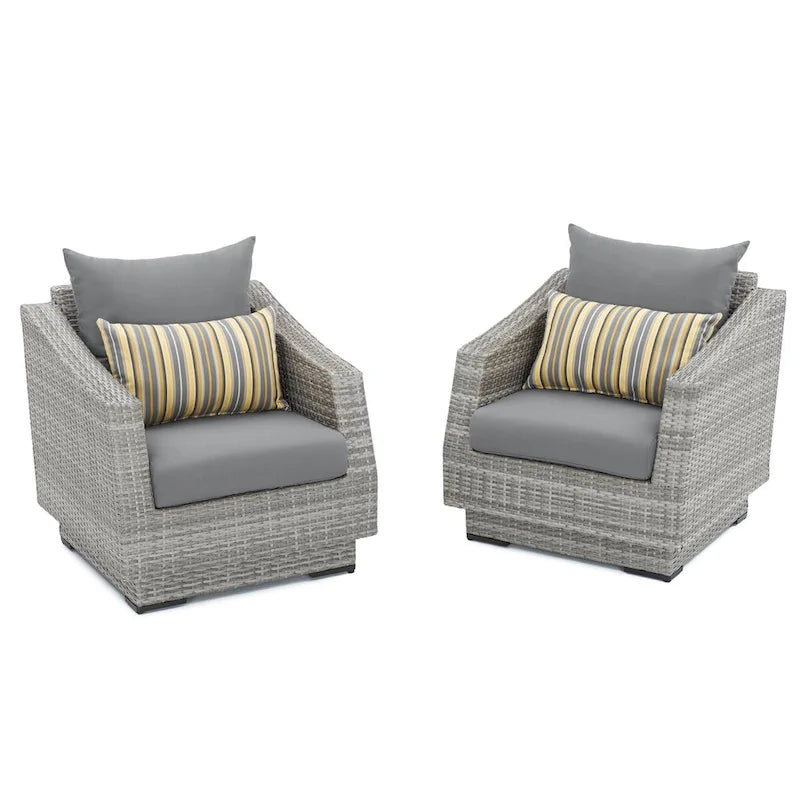 Ensemble de salon de jardin Cannes 6 pièces avec canapé deux places et fauteuils en tissu Sunbrella