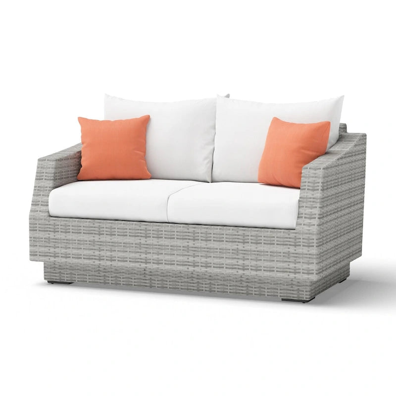 Ensemble de salon de jardin Cannes 6 pièces avec canapé deux places et fauteuils en tissu Sunbrella