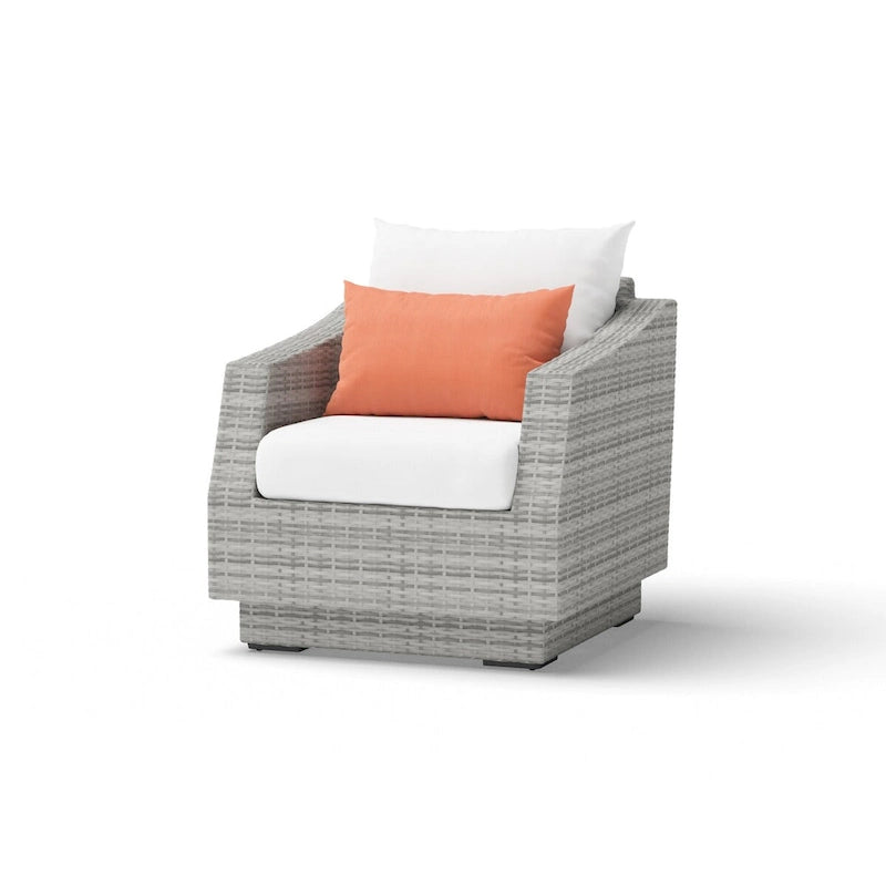 Ensemble de salon de jardin Cannes 6 pièces avec canapé deux places et fauteuils en tissu Sunbrella