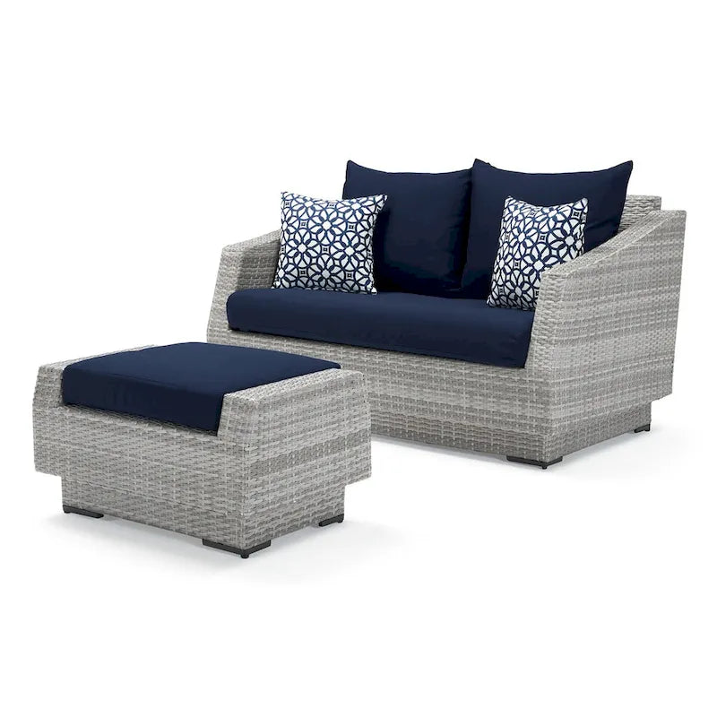 Ensemble de salon de jardin Cannes 6 pièces avec canapé deux places et fauteuils en tissu Sunbrella