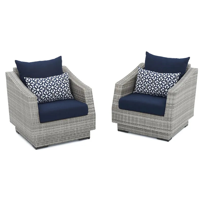 Ensemble de salon de jardin Cannes 6 pièces avec canapé deux places et fauteuils en tissu Sunbrella