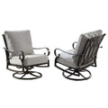 Aluminum Outdoor Deep Seating Swivel Rocking Club Chairs in Antique Copper Finish with Thick Grey Polyester Cushions (set of 2)