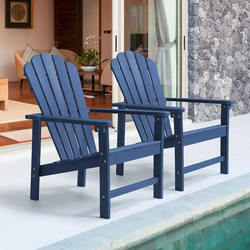 Vrakae 2 Pcs Patio HDPE All-Weather Stacking Adirondack Chair