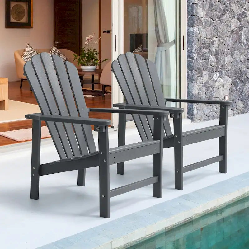 Vrakae Lot de 2 chaises Adirondack empilables en HDPE toutes saisons pour terrasse