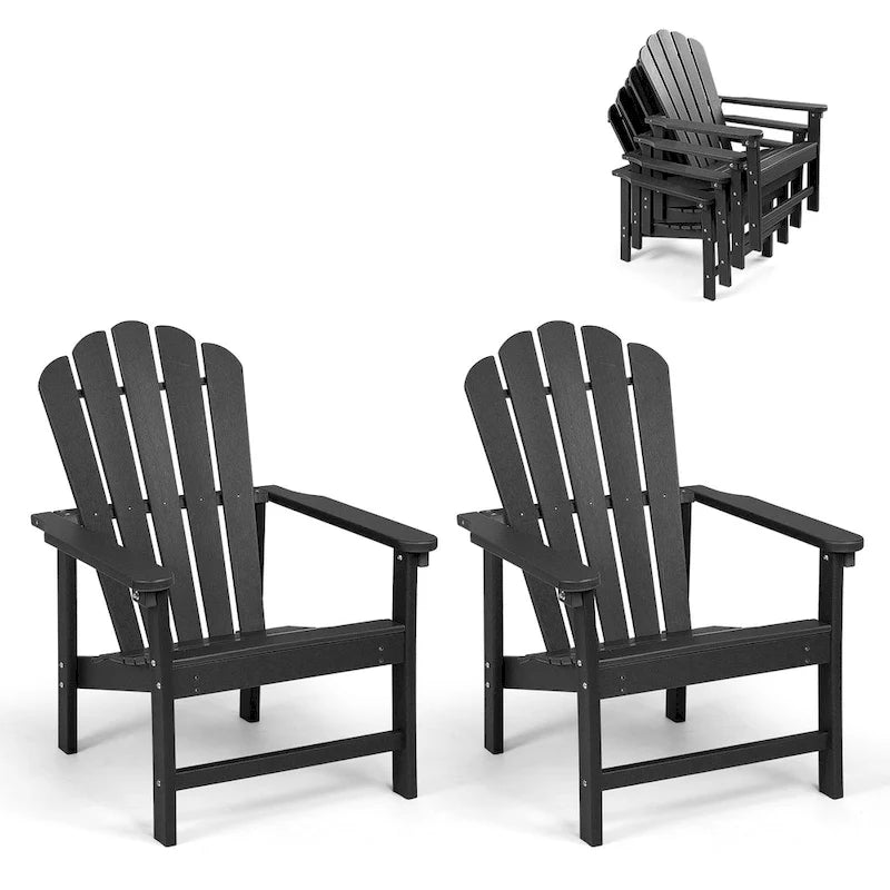 Vrakae Lot de 2 chaises Adirondack empilables en HDPE toutes saisons pour terrasse