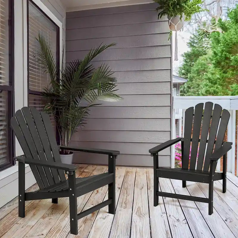 Vrakae Lot de 2 chaises Adirondack empilables en HDPE toutes saisons pour terrasse