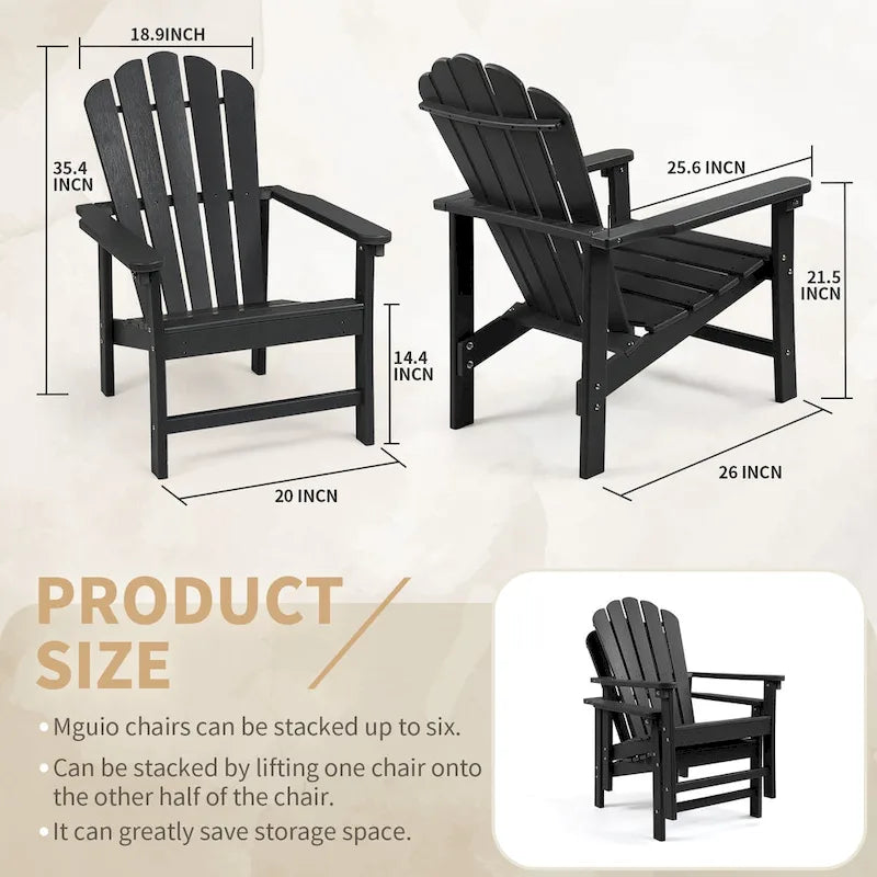 Vrakae Lot de 2 chaises Adirondack empilables en HDPE toutes saisons pour terrasse
