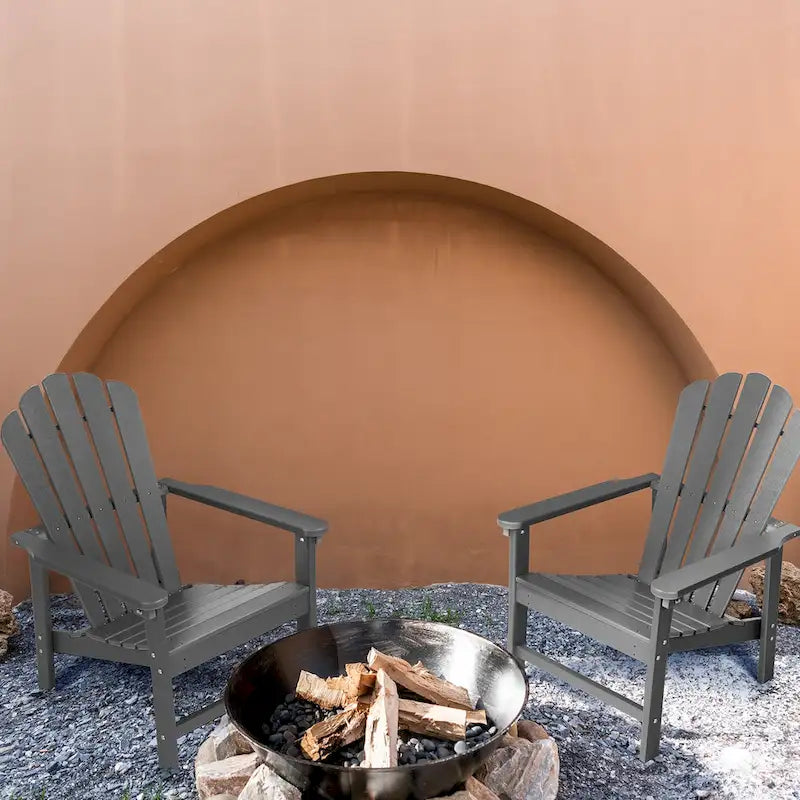 Vrakae Lot de 2 chaises Adirondack empilables en HDPE toutes saisons pour terrasse