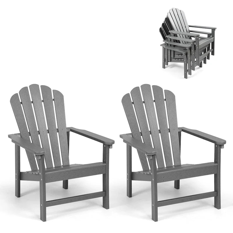 Vrakae Lot de 2 chaises Adirondack empilables en HDPE toutes saisons pour terrasse