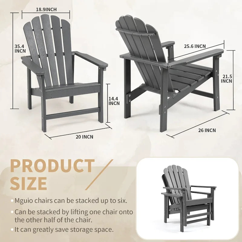 Vrakae Lot de 2 chaises Adirondack empilables en HDPE toutes saisons pour terrasse