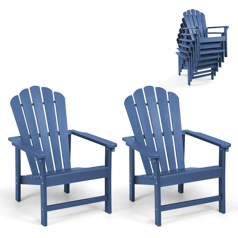 Vrakae Lot de 2 chaises Adirondack empilables en HDPE toutes saisons pour terrasse