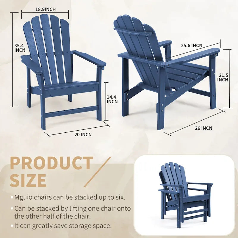 Vrakae Lot de 2 chaises Adirondack empilables en HDPE toutes saisons pour terrasse