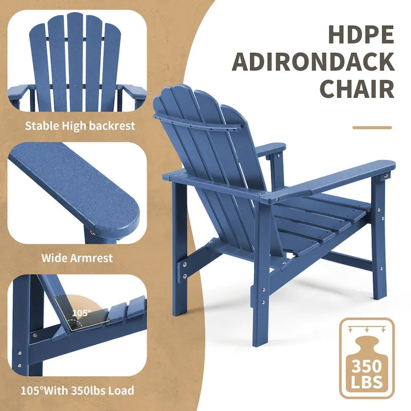 Vrakae Lot de 2 chaises Adirondack empilables en HDPE toutes saisons pour terrasse