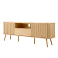 Meuble TV incurvé de ferme Finley de 178 cm avec tiroir et portes de rangement, compatible avec les téléviseurs jusqu'à 190,5 cm, avec gestion des câbles, par JONATHAN Y