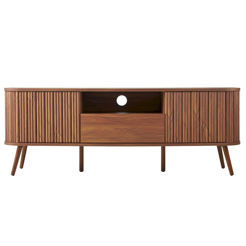 Meuble TV incurvé de ferme Finley de 178 cm avec tiroir et portes de rangement, compatible avec les téléviseurs jusqu'à 190,5 cm, avec gestion des câbles, par JONATHAN Y