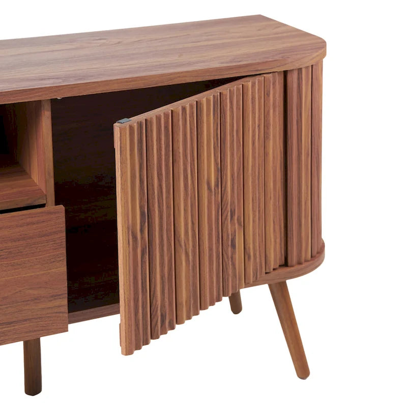 Meuble TV incurvé de ferme Finley de 178 cm avec tiroir et portes de rangement, compatible avec les téléviseurs jusqu'à 190,5 cm, avec gestion des câbles, par JONATHAN Y