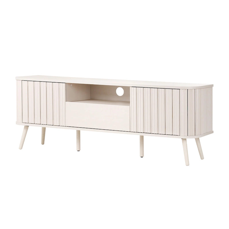 Meuble TV incurvé de ferme Finley de 178 cm avec tiroir et portes de rangement, compatible avec les téléviseurs jusqu'à 190,5 cm, avec gestion des câbles, par JONATHAN Y