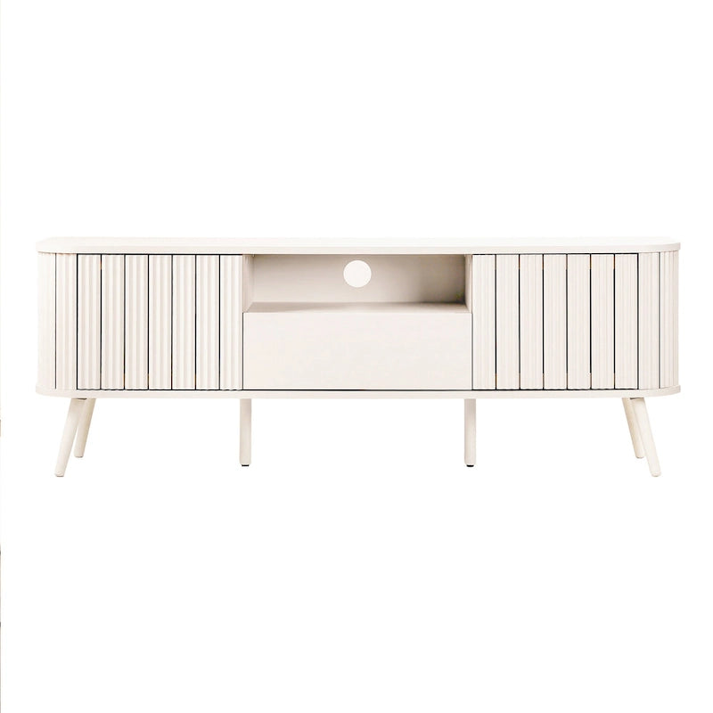 Meuble TV incurvé de ferme Finley de 178 cm avec tiroir et portes de rangement, compatible avec les téléviseurs jusqu'à 190,5 cm, avec gestion des câbles, par JONATHAN Y