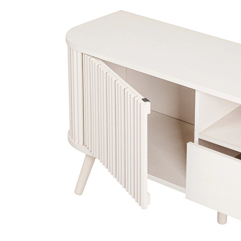 Meuble TV incurvé de ferme Finley de 178 cm avec tiroir et portes de rangement, compatible avec les téléviseurs jusqu'à 190,5 cm, avec gestion des câbles, par JONATHAN Y