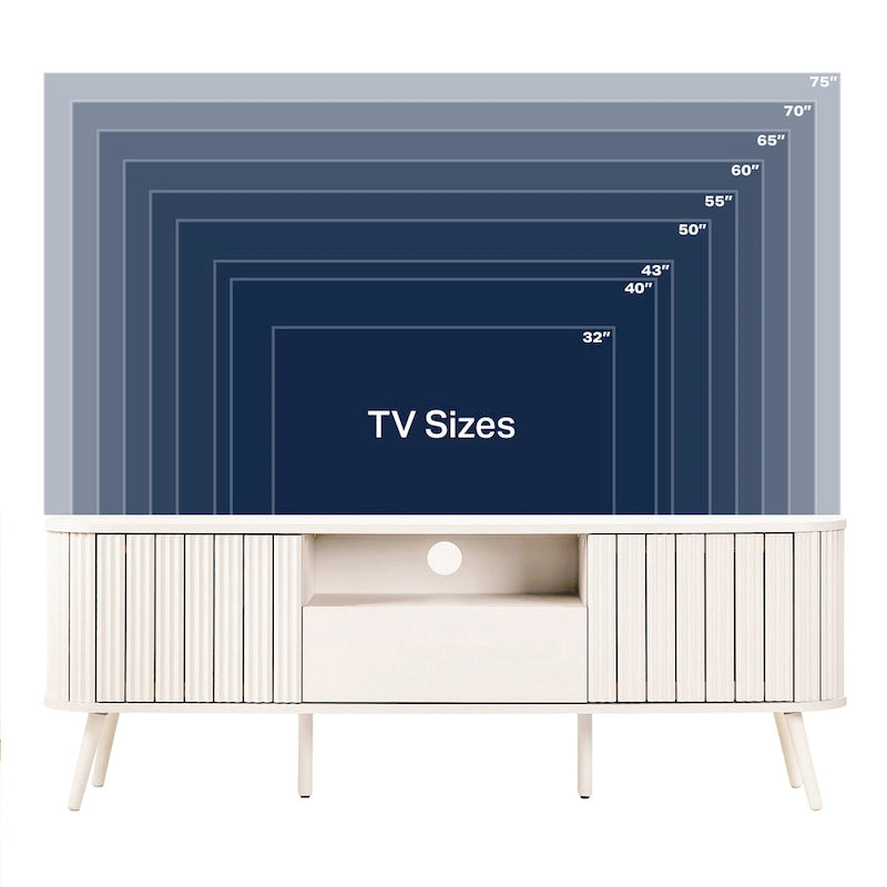 Meuble TV incurvé de ferme Finley de 178 cm avec tiroir et portes de rangement, compatible avec les téléviseurs jusqu'à 190,5 cm, avec gestion des câbles, par JONATHAN Y