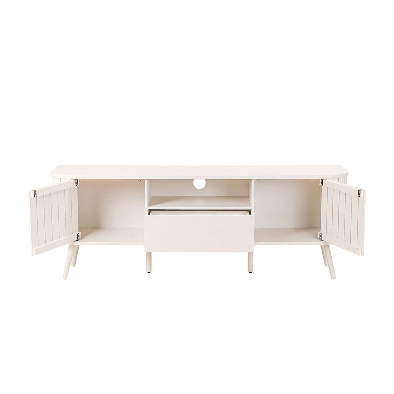 Meuble TV incurvé de ferme Finley de 178 cm avec tiroir et portes de rangement, compatible avec les téléviseurs jusqu'à 190,5 cm, avec gestion des câbles, par JONATHAN Y