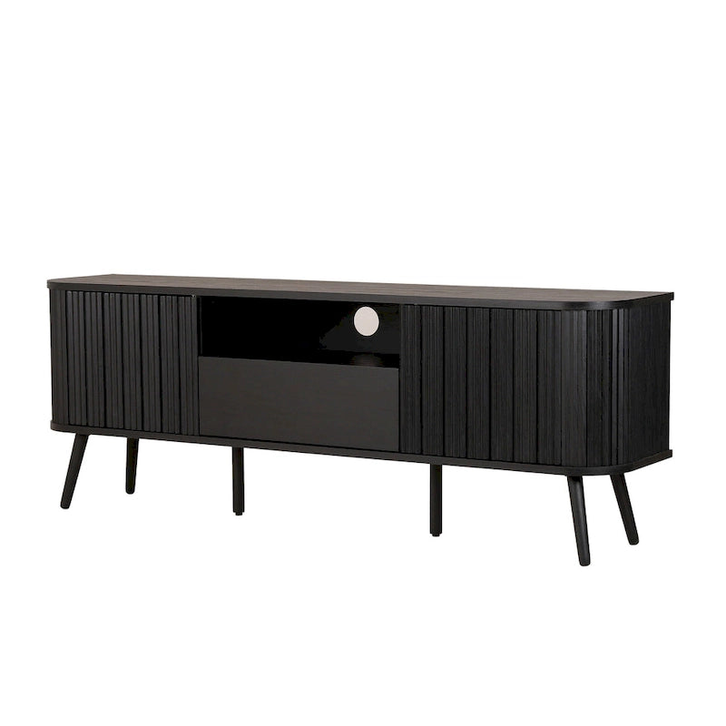 Meuble TV incurvé de ferme Finley de 178 cm avec tiroir et portes de rangement, compatible avec les téléviseurs jusqu'à 190,5 cm, avec gestion des câbles, par JONATHAN Y