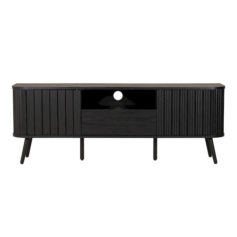 Meuble TV incurvé de ferme Finley de 178 cm avec tiroir et portes de rangement, compatible avec les téléviseurs jusqu'à 190,5 cm, avec gestion des câbles, par JONATHAN Y