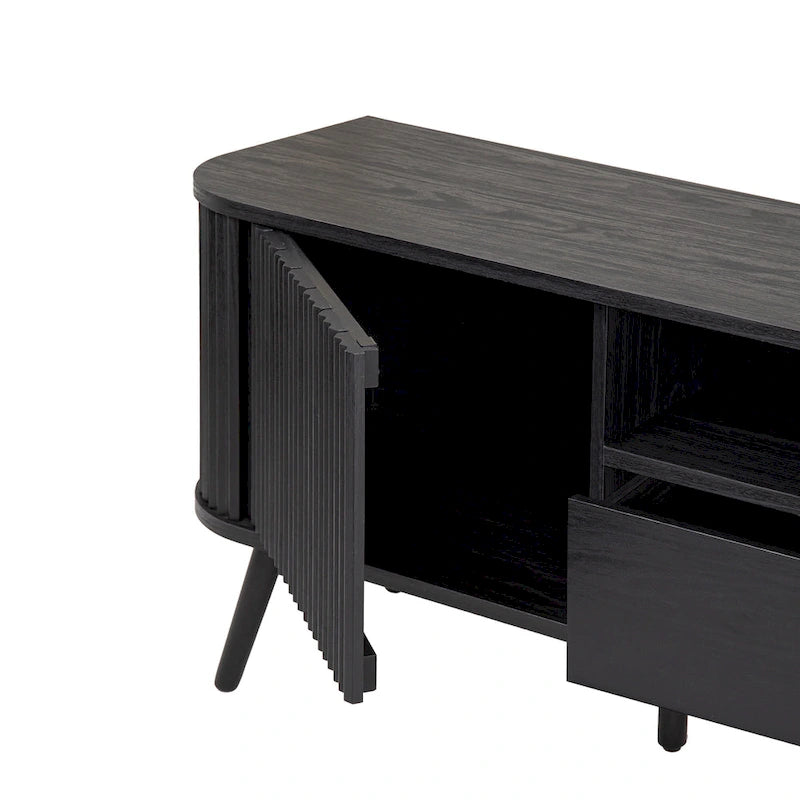 Meuble TV incurvé de ferme Finley de 178 cm avec tiroir et portes de rangement, compatible avec les téléviseurs jusqu'à 190,5 cm, avec gestion des câbles, par JONATHAN Y