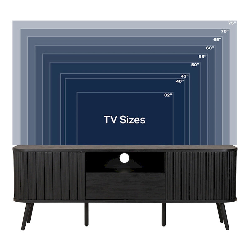 Meuble TV incurvé de ferme Finley de 178 cm avec tiroir et portes de rangement, compatible avec les téléviseurs jusqu'à 190,5 cm, avec gestion des câbles, par JONATHAN Y