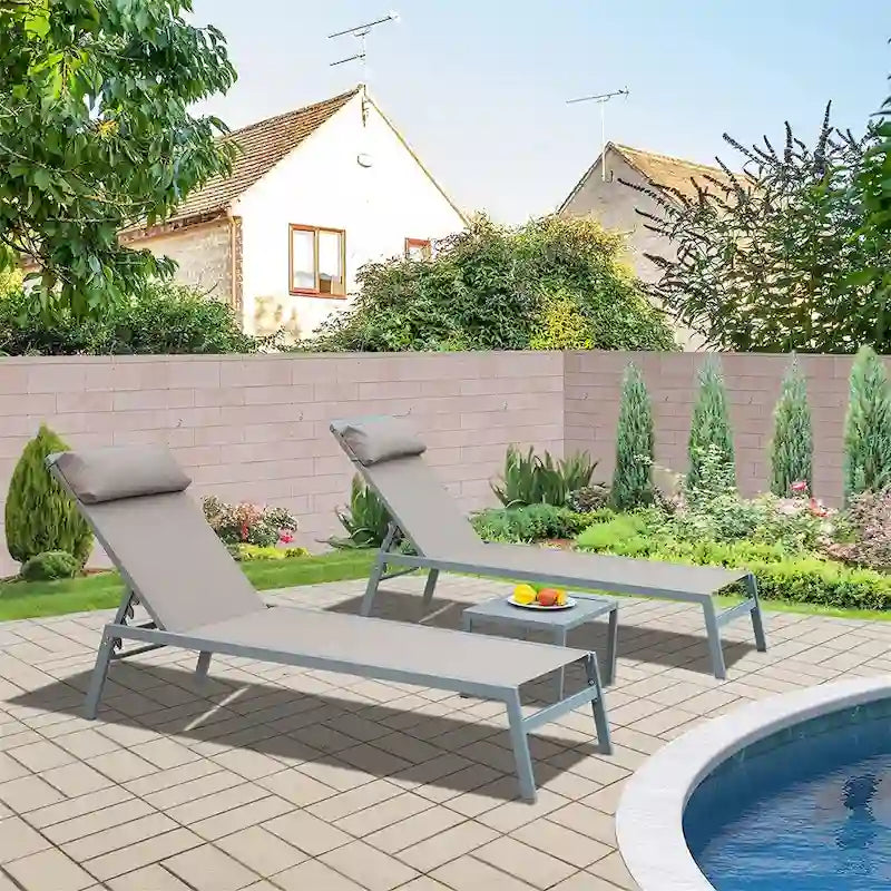Ensemble de 3 chaises longues de patio