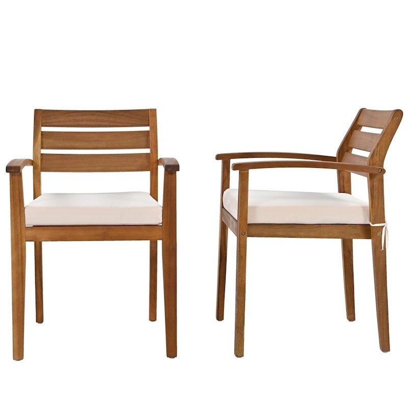 Ensemble de salle à manger d'extérieur 7 pièces en bois avec coussins amovibles et table plus épaisse