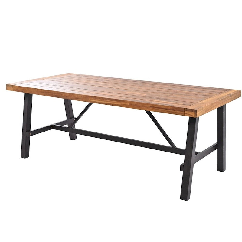 Ensemble de salle à manger d'extérieur 7 pièces en bois avec coussins amovibles et table plus épaisse