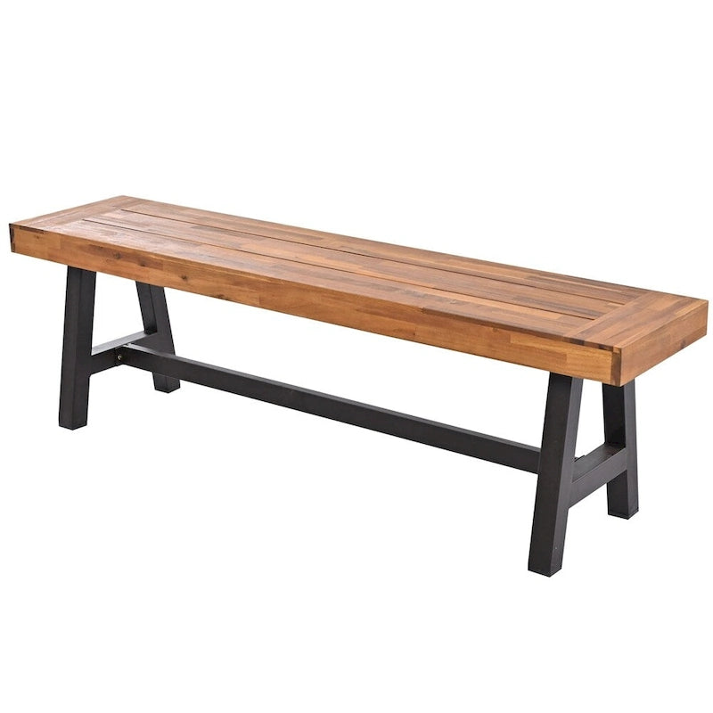 Ensemble de salle à manger d'extérieur 7 pièces en bois avec coussins amovibles et table plus épaisse