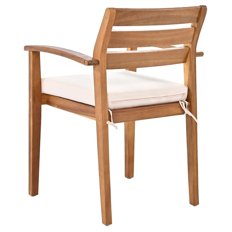 Ensemble de salle à manger d'extérieur 7 pièces en bois avec coussins amovibles et table plus épaisse