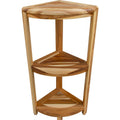 Compact Teak 3 tier Corner Shower Outdoor Bench in Natural Finish - 33 x 12 x 12
