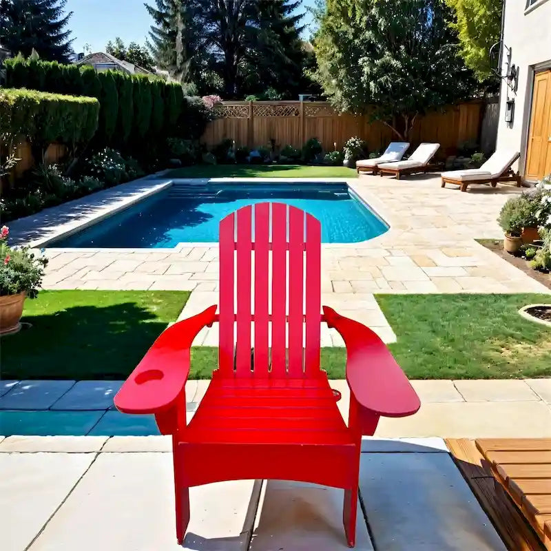Chaise Adirondack d'extérieur en bois avec trou pour parasol