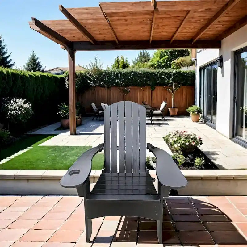 Chaise Adirondack d'extérieur en bois avec trou pour parasol