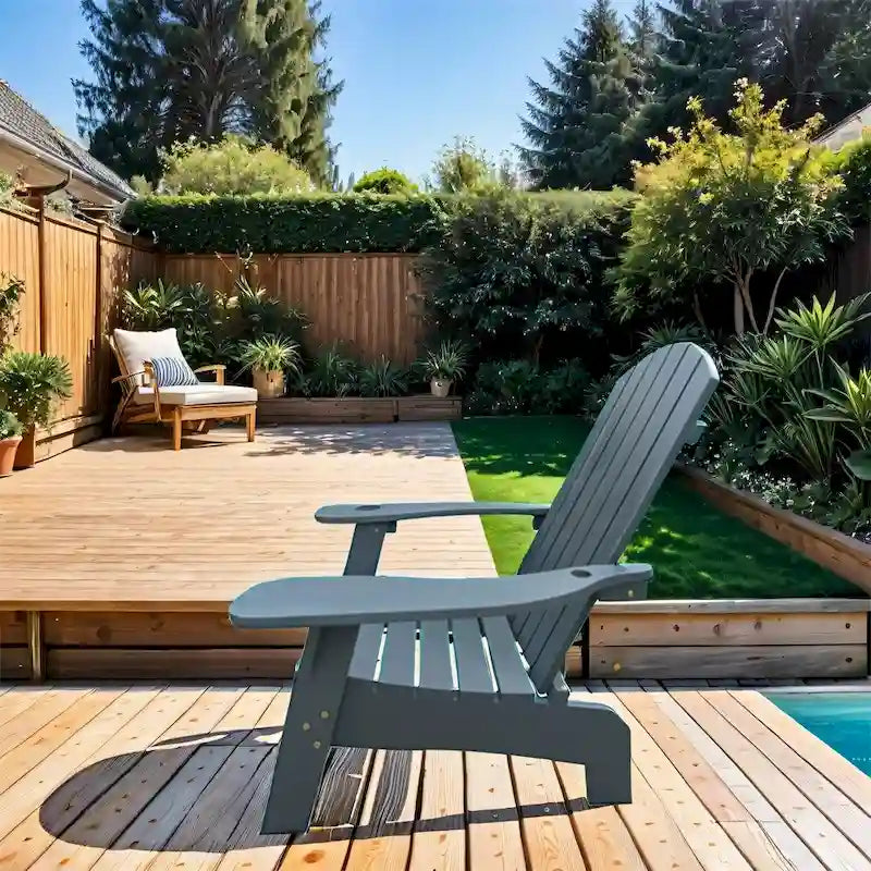 Chaise Adirondack d'extérieur en bois avec trou pour parasol