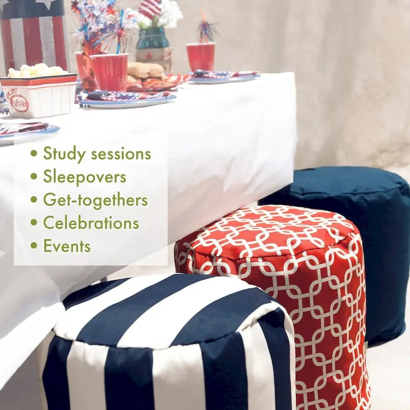 Majestic Home Goods Pouf Ottoman en Bambou Intérieur / Extérieur 16 L x 16 l x 17 H