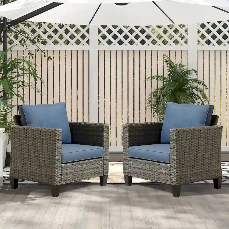 XIZZI 2-piece Patio Rattan Wicker Chair Set with Cushions