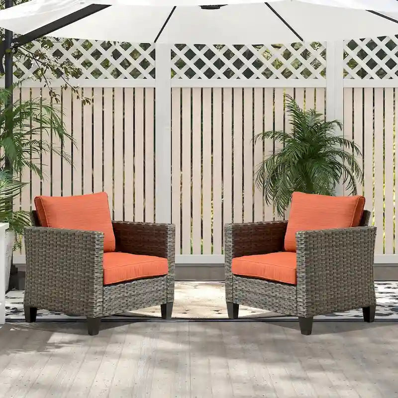 Ensemble de 2 chaises de patio en rotin et osier XIZZI avec coussins