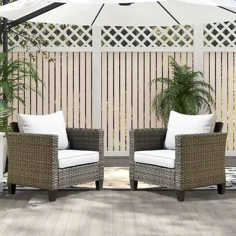 Ensemble de 2 chaises de patio en rotin et osier XIZZI avec coussins